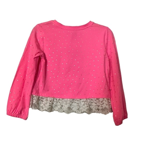 Crown & Ivy Kids Girls Long Sleeve Top Blouse Pink Lace Hearts Size Small - Picture 4 of 7